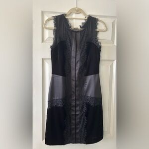 White House Black Market Black and Gray Sheath Mini Dress